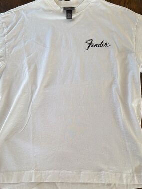 Fender White Short Sleeve T-Shirt with Black Logo